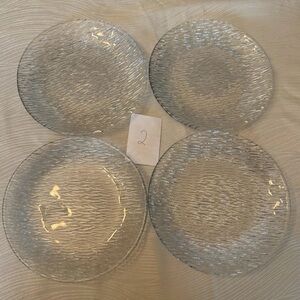 Set of 4 Glass Salad / Dessert Textured Plates - Lot 2
